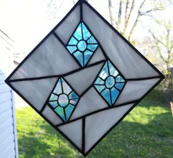 Size: 3272x2988 | Tagged: artist:tjglass, cutie mark, derpibooru import, irl, photo, photo craft, rarity, safe, stained glass, stained glass (irl)