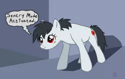 Size: 1139x724 | Tagged: safe, artist:blackfeathr, derpibooru import, ponified, pony, portal (valve), solo, turret