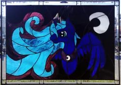 Size: 4084x2868 | Tagged: artist:tjglass, derpibooru import, irl, photo, photo portrait, princess luna, safe, stained glass, stained glass (irl)