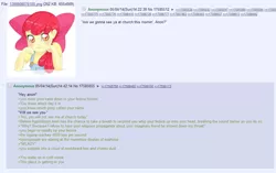 Size: 982x616 | Tagged: 4chan, antitheism, apple bloom, derpibooru import, euphoric, fedora, fedora shaming, greentext, hat, m'lady, /mlp/, neckbeard, oc, oc:anon, safe, text