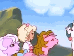 Size: 474x360 | Tagged: accident, animated, derpibooru import, g1, gusty, lickety split, molly williams, my little pony 'n friends, not what it looks like, out of context, safe, screencap, shady, the glass princess, unintended