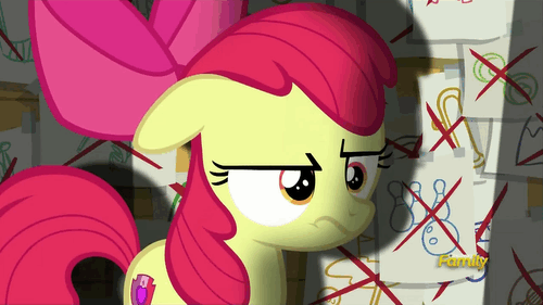 Size: 500x281 | Tagged: animated, apple bloom, cutie mark, derpibooru import, discovery family logo, on your marks, safe, screencap, snapple bloom, solo, the cmc's cutie marks