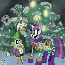 Size: 800x800 | Tagged: artist:sanyo2100, bone, derpibooru import, discord, papyrus, papyrus (undertale), safe, sans (undertale), skeleton, skeleton pony, spike, spoilers for another series, twilight sparkle, undertale, w.d. gaster