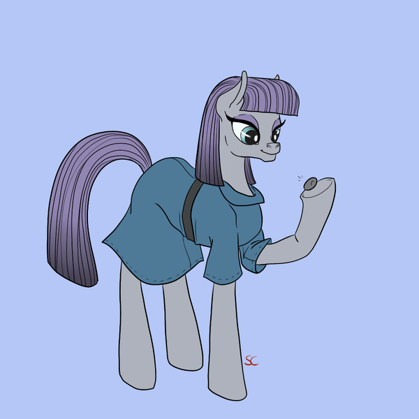 Size: 1024x1024 | Tagged: artist:sourcherry, boulder (pet), derpibooru import, maud pie, safe, smiling, solo