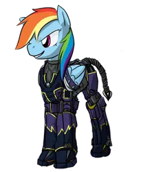 Size: 300x344 | Tagged: artist needed, safe, derpibooru import, rainbow dash, pegasus, pony, fallout equestria, fanfic, armor, clothes, costume, enclave armor, fanfic art, female, halo (series), halo 4, hooves, mare, ministry mares, ministry of awesome, power armor, scorpion tail, shadowbolt armor, shadowbolt dash, shadowbolts, shadowbolts costume, simple background, smiling, solo, teeth, transparent background, wings