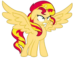 Size: 12800x10000 | Tagged: safe, artist:evil-sparkle, derpibooru import, edit, vector edit, sunset shimmer, alicorn, pony, twilight's kingdom, absurd resolution, alicornified, angry, missing cutie mark, race swap, shimmercorn, simple background, solo, transparent background, vector