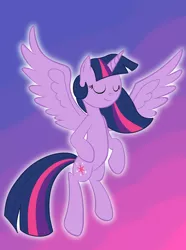 Size: 1736x2336 | Tagged: safe, artist:luckyacesnof, derpibooru import, twilight sparkle, twilight sparkle (alicorn), alicorn, pony, eyes closed, female, flying, mare, solo