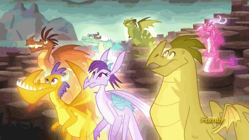 Size: 500x281 | Tagged: amarant, animated, background dragon, ballista, barry, billy (dragon), crying, derpibooru import, discovery family logo, dragon, dragoness, female, gauntlet of fire, glow, male, prominence, rex (dragon), sad, safe, screencap, teenaged dragon, viverno