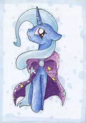 Size: 809x1159 | Tagged: safe, artist:mufflinka, derpibooru import, trixie, pony, unicorn, cape, clothes, female, mare, solo, trixie's cape