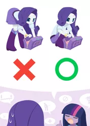 Size: 1075x1512 | Tagged: safe, artist:howxu, derpibooru import, rarity, twilight sparkle, twilight sparkle (alicorn), alicorn, equestria girls, bent over, crouching, lecture, posture