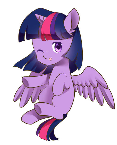 Size: 900x1109 | Tagged: safe, artist:owlgrandfather, derpibooru import, twilight sparkle, twilight sparkle (alicorn), alicorn, pony, female, mare, missing cutie mark, one eye closed, simple background, solo, wink