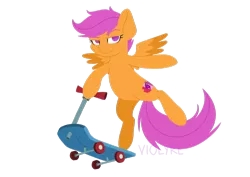 Size: 1600x1130 | Tagged: artist:violyre, bipedal, cutie mark, derpibooru import, minimalist, modern art, safe, scootaloo, scooter, simple background, solo, the cmc's cutie marks, transparent background