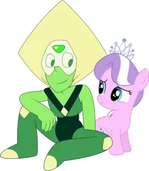 Size: 1024x1173 | Tagged: artist:craftyallie, crossover, derpibooru import, diamond tiara, peridot (steven universe), safe, simple background, steven universe, transparent background