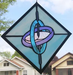 Size: 2499x2562 | Tagged: artist:tjglass, derpibooru import, irl, oc, oc:gyro tech, photo, photo craft, photo cutie mark, photo stained glass (irl), photo traditional art, safe, stained glass, stained glass (irl), unofficial characters only