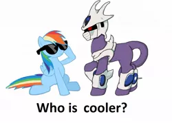 Size: 1150x825 | Tagged: safe, derpibooru import, rainbow dash, ponified, pony, 20% cooler, cooler, cooler (dbz), crossover, dragon ball z, dragonball z abridged, play on words, pun, rainbowcooler, team four star