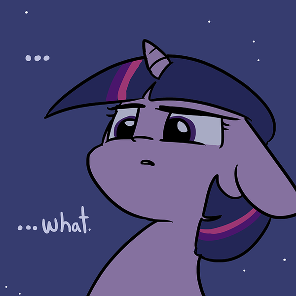 Size: 726x726 | Tagged: safe, artist:tjpones, derpibooru import, twilight sparkle, twilight sparkle (alicorn), alicorn, pony, ..., bust, female, floppy ears, mare, reaction image, solo, wat