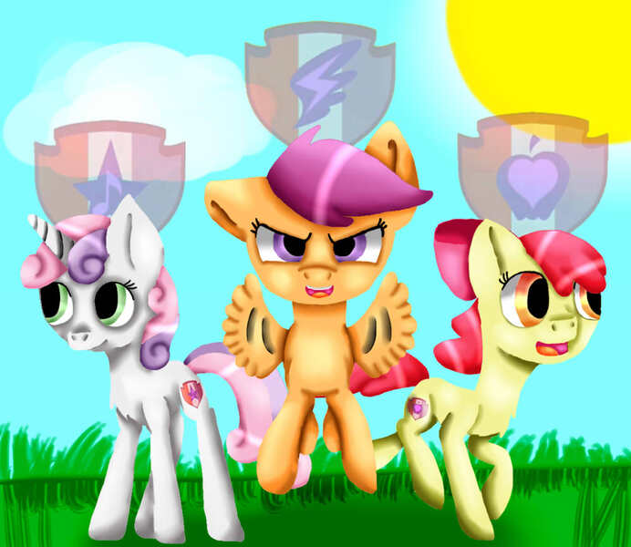 Size: 996x864 | Tagged: apple bloom, artist:pirateenderfox, cutie mark, cutie mark crusaders, derpibooru import, redraw, safe, scootaloo, sweetie belle, the cmc's cutie marks