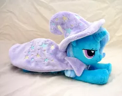 Size: 1280x1002 | Tagged: safe, artist:sewyouplushiethings, derpibooru import, trixie, pony, unicorn, beanie (plushie), cape, clothes, female, hat, irl, mare, photo, plushie, solo, trixie's cape, trixie's hat