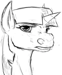 Size: 554x670 | Tagged: safe, artist:tempusfidgets, deleted from derpibooru, derpibooru import, twilight sparkle, twilight sparkle (alicorn), alicorn, pony, unicorn, angry, female, grimace, lineart, mare, monochrome, sketch, solo