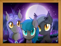 Size: 5500x4100 | Tagged: safe, artist:kyodashiro, derpibooru import, oc, oc:gracy gloom, oc:moon heart, oc:night shade, unofficial characters only, bat pony, pony, where are you?, absurd resolution, older