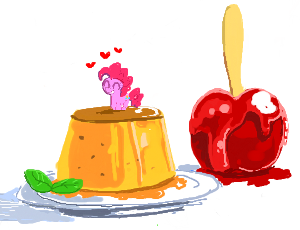 Size: 606x465 | Tagged: apple, artist:freedomthai, candy apple (food), derpibooru import, food, heart, jelly, pinkie pie, safe, solo