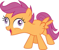 Size: 1844x1544 | Tagged: artist:kimberlythehedgie, derp, derpibooru import, didney worl, exploitable meme, faic, i didn't listen, image macro, meme, newbie dash, open mouth, safe, scootaloo, simple background, solo, spread wings, transparent background, vector, wings