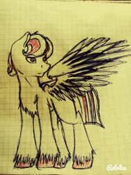 Size: 1224x1632 | Tagged: source needed, safe, artist:алёна есликова, derpibooru import, oc, oc:hellfire, unofficial characters only, pegasus, pony, graph paper, lined paper, russia, solo, traditional art, unshorn fetlocks