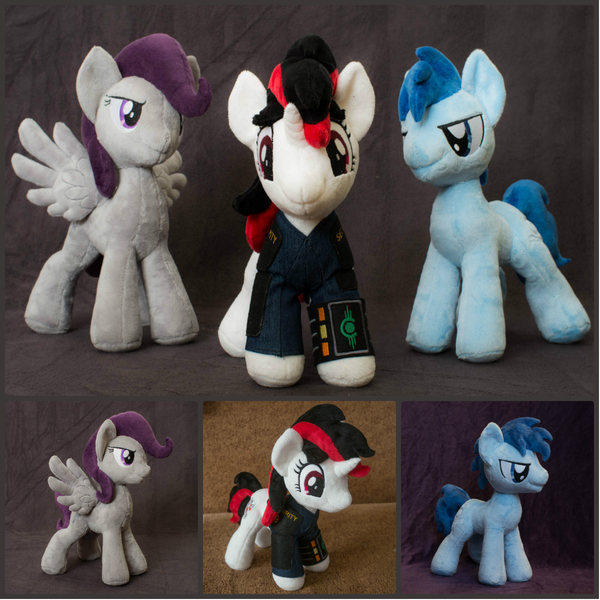 Size: 1200x1200 | Tagged: artist:valmiiki, derpibooru import, fallout equestria, fallout equestria: project horizons, fanfic art, irl, oc, oc:blackjack, oc:morning glory (project horizons), oc:p-21, photo, plushie, safe, unofficial characters only