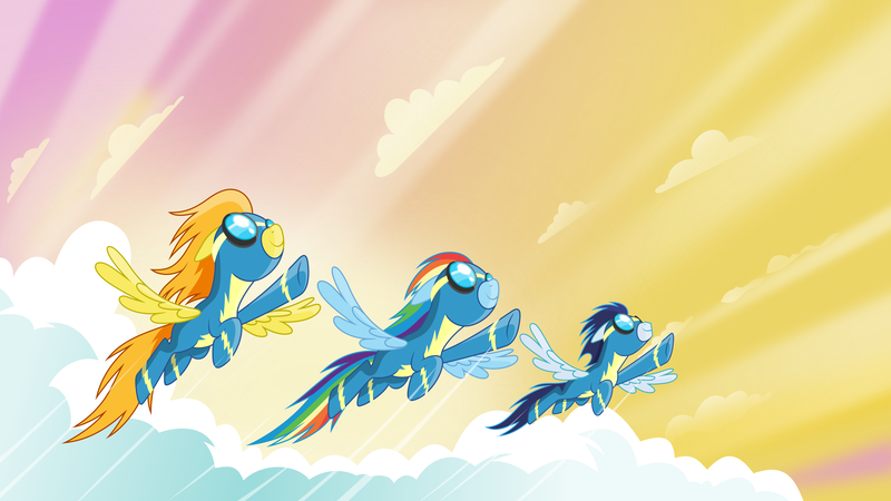 Size: 6000x3375 | Tagged: safe, artist:mrlolcats17, derpibooru import, rainbow dash, soarin', spitfire, pony, newbie dash, absurd resolution, clothes, uniform, vector, wallpaper, wonderbolts, wonderbolts uniform