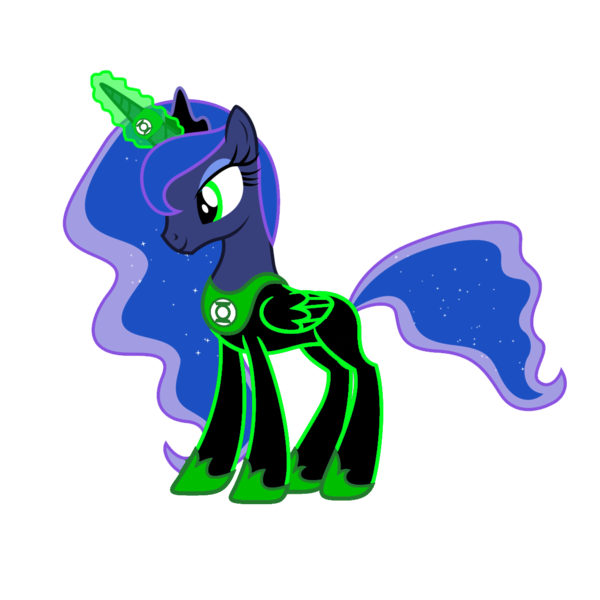 Size: 1152x1152 | Tagged: artist:motownwarrior01, artist:yanoda, dc comics, derpibooru import, green lantern, green lantern (comic), green lantern corps, horn, horn ring, princess luna, ring, safe, simple background, solo, transparent background