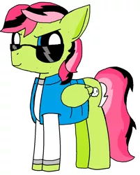 Size: 932x1161 | Tagged: safe, artist:thefanficfanpony, derpibooru import, ace, oc, unofficial characters only, pegasus, pony, flutter brutter, clothes, fluttershy's brother (fanon), jacket, male, simple background, solo, stallion, sunglasses, white background