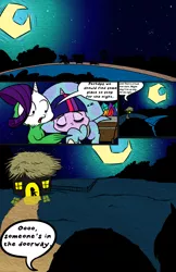 Size: 1242x1920 | Tagged: safe, artist:bunnimation, derpibooru import, rarity, twilight sparkle, twilight sparkle (alicorn), alicorn, dinosaur, pony, comic, female, mare, twiceratops