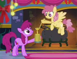 Size: 1197x918 | Tagged: a hearth's warming tail, berry punch, berryshine, cauldron, cider, derpibooru import, dizzy twister, orange swirl, safe, screencap