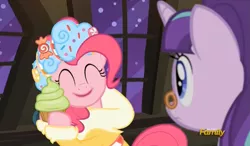 Size: 837x490 | Tagged: a hearth's warming tail, derpibooru import, discovery family logo, pinkie pie, safe, screencap, snowfall frost, spirit of hearth's warming presents, starlight glimmer