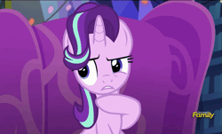 Size: 787x475 | Tagged: a hearth's warming tail, animated, chin stroke, derpibooru import, discovery family logo, loop, safe, screencap, starlight glimmer