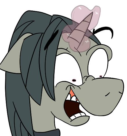 Size: 437x465 | Tagged: safe, artist:cowsrtasty, derpibooru import, professor flintheart, pony, unicorn, a hearth's warming tail, floppy ears, funny, glowing horn, horn, magic, male, open mouth, parody, severus snape, simple background, smiling, solo, stallion, that was fast, transparent background, wat, wide eyes, wingardium leviosa