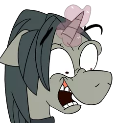 Size: 437x465 | Tagged: safe, artist:cowsrtasty, derpibooru import, professor flintheart, pony, unicorn, a hearth's warming tail, floppy ears, funny, glowing horn, horn, magic, male, open mouth, parody, severus snape, simple background, smiling, solo, stallion, that was fast, transparent background, wat, wide eyes, wingardium leviosa