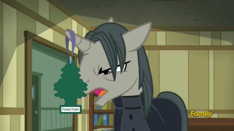 Size: 1664x930 | Tagged: a hearth's warming tail, air freshener, derpibooru import, discovery family logo, edit, professor flintheart, safe, screencap, severus snape, solo