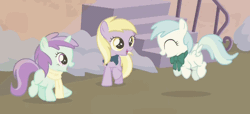 Size: 878x401 | Tagged: a hearth's warming tail, animated, cottonbetes, cotton cloudy, cute, derpibooru import, dinkabetes, dinky hooves, liza doolots, loop, petunia, safe, screencap, tootsie cute, tootsie flute