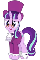 Size: 2000x3000 | Tagged: safe, artist:cheezedoodle96, derpibooru import, snowfall frost, starlight glimmer, pony, a hearth's warming tail, .svg available, clothes, female, happy, hat, mare, open mouth, simple background, smiling, svg, top hat, transparent background, vector