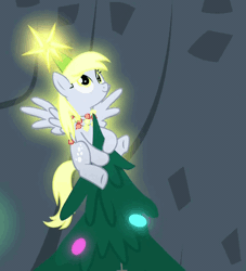 Size: 450x495 | Tagged: safe, derpibooru import, screencap, derpy hooves, pegasus, pony, a hearth's warming tail, animated, cute, derpabetes, derpy doing derpy things, derpy star, eyes closed, female, glow, happy, loop, mare, open mouth, perfect loop, smiling, spread wings, waving, weapons-grade cute, wings