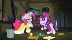 Size: 858x482 | Tagged: a hearth's warming tail, animated, derpibooru import, discovery family logo, pinkie pie, pinkie sense, safe, screencap, snowfall frost, spirit of hearth's warming presents, starlight glimmer