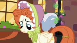 Size: 858x482 | Tagged: a hearth's warming tail, animated, bow bonnet, derpibooru import, discovery family logo, hug, pinkie pie, safe, screencap, spirit of hearth's warming presents, the little redheaded mare