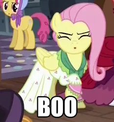 Size: 282x302 | Tagged: safe, derpibooru import, screencap, flutterholly, fluttershy, pegasus, pony, a hearth's warming tail, :o, boo, booing, cute, female, mare, open mouth, raised hoof, shyabetes