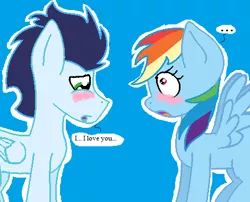 Size: 471x381 | Tagged: safe, artist:soarinrainbowdash3, derpibooru import, rainbow dash, soarin', pony, blushing, female, male, shipping, soarindash, straight