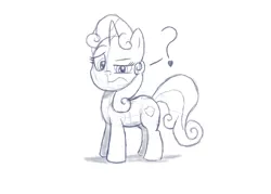 Size: 1138x817 | Tagged: artist:pentrig, cutie mark, derpibooru import, monochrome, question mark, safe, sketch, solo, sweetie belle, the cmc's cutie marks