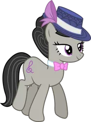 Size: 2200x2921 | Tagged: a hearth's warming tail, alternate hairstyle, artist:sketchmcreations, bowtie, classy, derpibooru import, hat, inkscape, octavia melody, safe, simple background, smiling, transparent background, vector, walking
