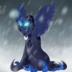 Size: 800x800 | Tagged: a hearth's warming tail, artist:timid tracks, ask-luna-and-tiberius, derpibooru import, princess luna, safe, solo, spirit of hearth's warming yet to come