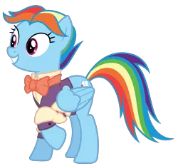 Size: 5250x4900 | Tagged: safe, artist:reginault, derpibooru import, rainbow dash, snowdash, pegasus, pony, a hearth's warming tail, .svg available, absurd resolution, bowtie, clothes, cute, raised hoof, shirt, simple background, solo, transparent background, vector