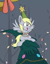 Size: 1024x1311 | Tagged: safe, artist:theartistsora, derpibooru import, derpy hooves, pegasus, pony, a hearth's warming tail, christmas, christmas tree, derpy star, female, hearts warming day, holiday, mare, tree